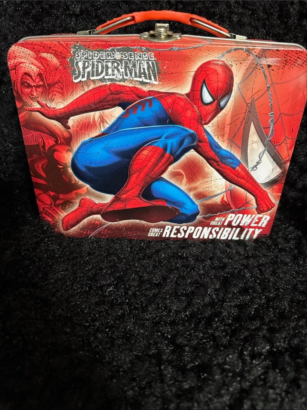 Spiderman Red and Blue Metal Lunch Box Bag